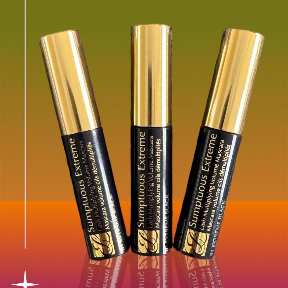 New Estee Lauder Sumptuous Extreme Black Volume Mascara Bundle of 3 Travel Size